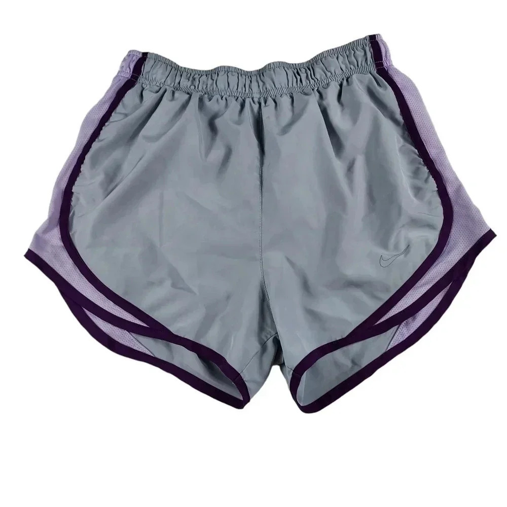 Nike Dri-Fit Grey & Purple Running Womens Shorts Small Integrated Underwear - Picture 2 of 10